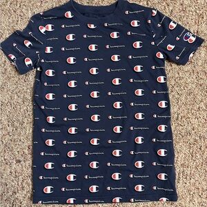 Champion Kids Navy and Red Logo Tee